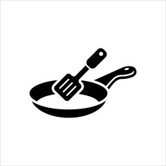 pan and spatula, frying pan, icon, vector design trendy