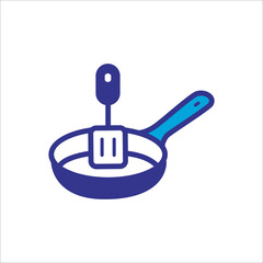 pan and spatula, frying pan, icon, vector design trendy