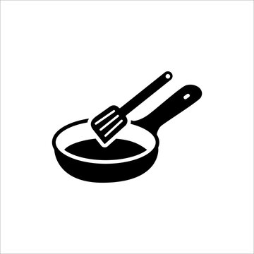 pan and spatula, frying pan, icon, vector design trendy
