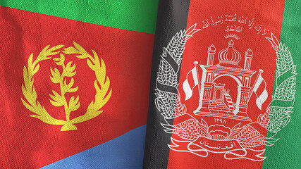 Afghanistan and Eritrea two flags textile cloth 3D rendering