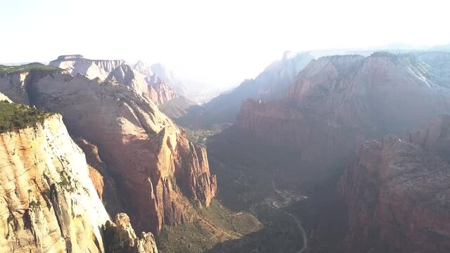 AERIAL: Drone Shot of Zion National Parp