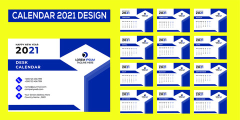 2021 Desk calendar design vector template