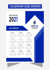 2021 wall calendar design vector template