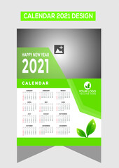 2021 wall calendar design vector template