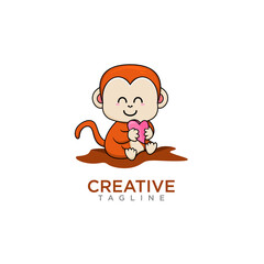 Creative Animal. Monkey Logo design vector.