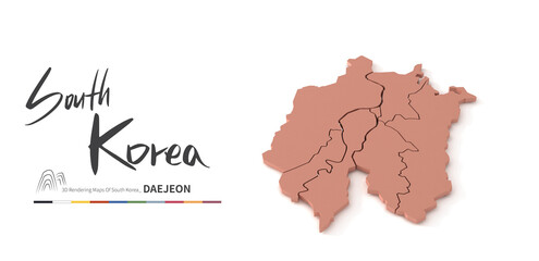 daejeon map. 3d rendering map of south korea provinces.