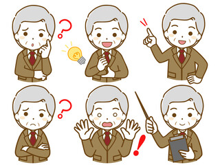 スーツを着た老年男性の疑問と解決