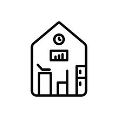 Working remotely ,Home office editable line icon design. Working on laptop at home, distancing work during the pandemic, Isolated on white background, eps 10.