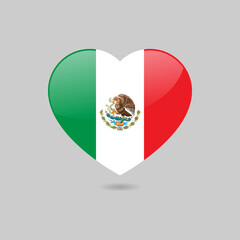 Vector Glossy Mexican Flag Heart