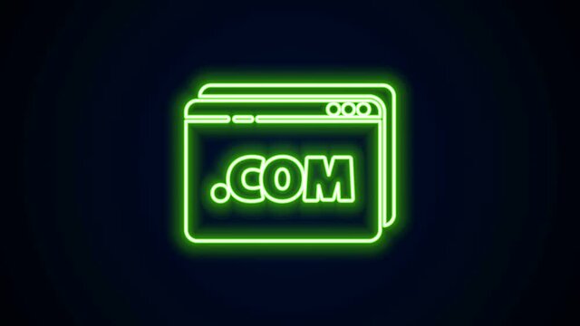 Glowing neon line Website template icon isolated on black background. Internet communication protocol. 4K Video motion graphic animation.