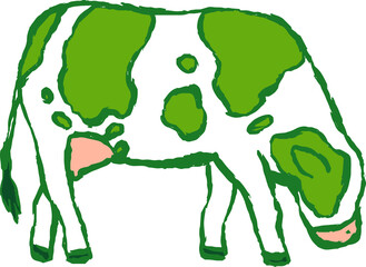 Green Realistic hand-painted Holstein cow
