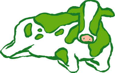 Green Realistic hand-painted Holstein cow