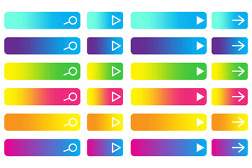 Set of multicolored rectangular buttons. Vector icons for the internet. Click strips on the site. Stock image. EPS 10
