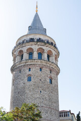 Galata Tower in Istanbul city. View of the Galata tower