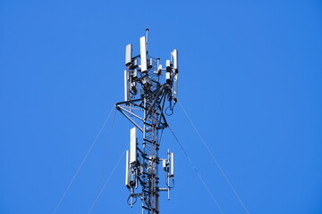 Telecommunication tower of 4G and 5G cellular. Macro Base Station. 5G radio network...