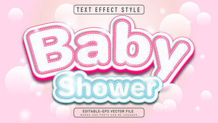 baby shower text effect style, 3d alphabet font fun typography, pink concept decoration typeface for child. used for celebration baby shower, celebrate newborn, birtday, invitation, event, greeting