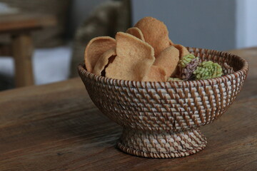 basket of welcome snacks,  Thai Shrimp Cracker
