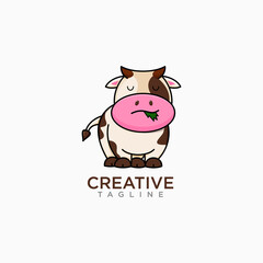 Creative Animal. Cow Logo design vector.