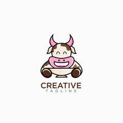 Creative Animal. Cow Logo design vector template. for restaurant logo