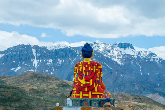 Langza Buddha statue on a cloudy day