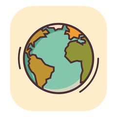 Simple element globe planet. Earth sign. World symbol. Thin line icon on white background. Vector illustration.