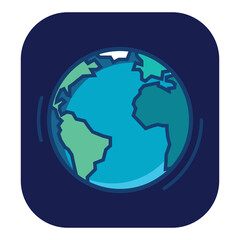 Simple element globe planet. Earth sign. World symbol. Thin line icon on white background. Vector illustration.