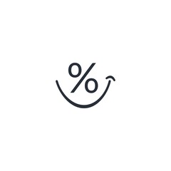 Percentage and smile. Vector linear icon isolated on white background.