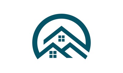 icon circle house vector