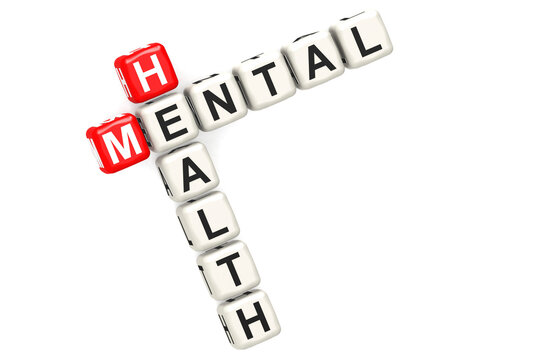 Mental health cube crossword on white background