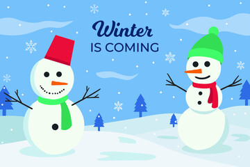 snowman and christmas tree background