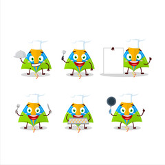 Cartoon character of kite with various chef emoticons