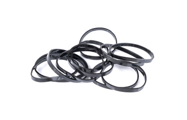 Black elastic band on white background