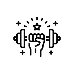 Black line icon for strength