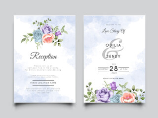 elegant wedding invitation template with beautiful floral design