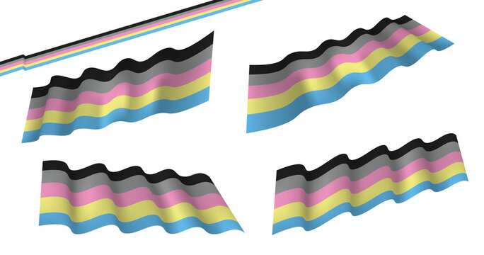 Polygender flag, flat and waving flag. Vector illustration. Flag wavy abstract background.