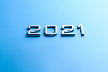 Figures for the new year 2021 on a blue medical background, a place under the copy space. Concept of the protection against coronavirus, 2019-nCoV.