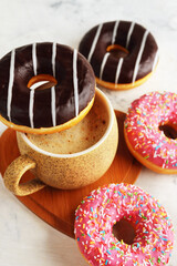 Donuts and coffee cup