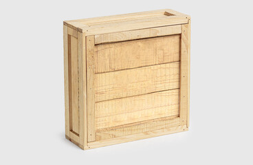 Caja de Madera, Cerrada, Aislada en fondo Blanco