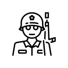 Black line icon for soldier