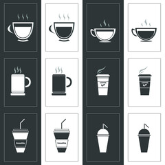 Logo, cup and container containing drinks. | There are 6 logos and 2 color sets.