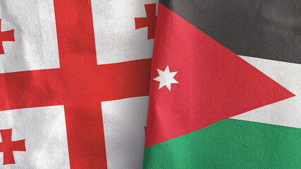 Jordan and Georgia two flags textile cloth 3D rendering