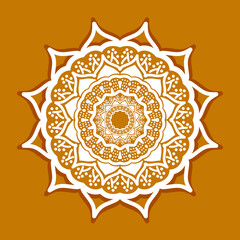 Mandalas. Vintage decorative elements with Yellow and white colour. Oriental pattern, vector illustration.