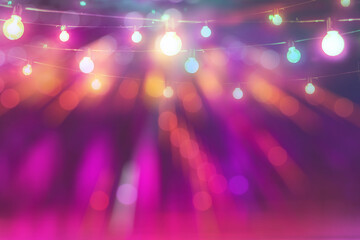 abstract blurred of colorful glittering light bulb background in festival party