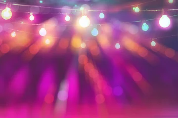Foto op Plexiglas abstract blurred of colorful glittering light bulb background in festival party © thanasak