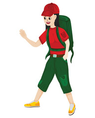 young woman with green bag on white background vector design