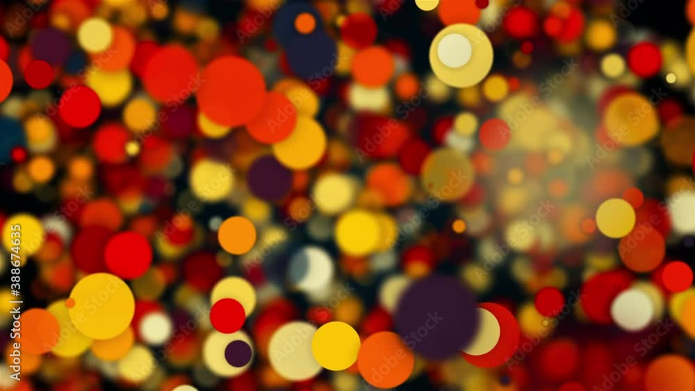 Poster abstract vivid backdrop with many of multicolored transparent round particles. computer generated 3d