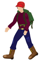 young man with green bag on white background vector design