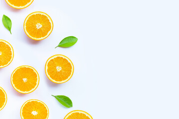 High vitamin C, Juicy and sweet. Fresh orange fruit on white.