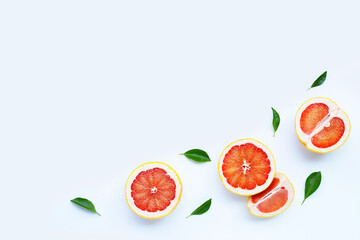 High vitamin C. Juicy grapefruit on white.