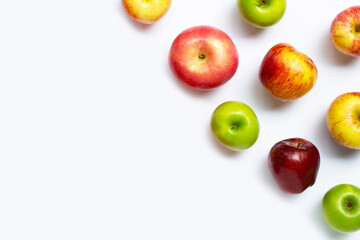 Fresh apples on white background. Top view